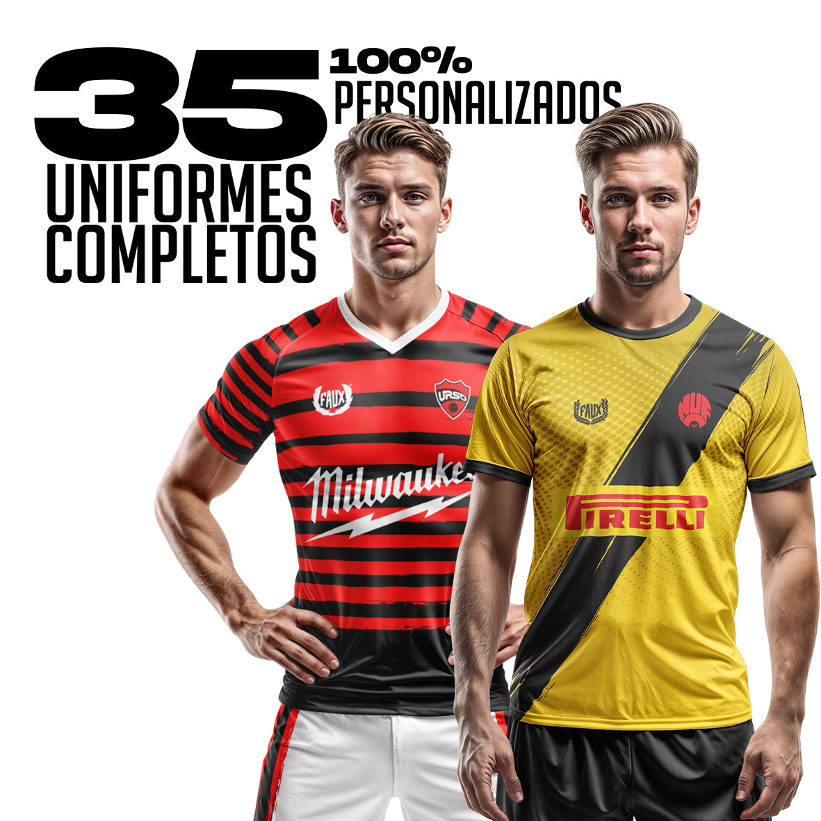 35 Kits Jersey, Short y Calcetas (33 jugador mas 2 portero)