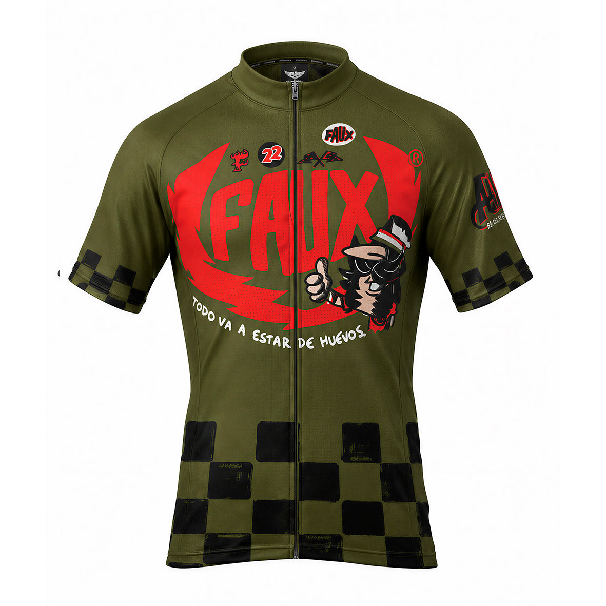 Checkers Army Green Cycling Jersey