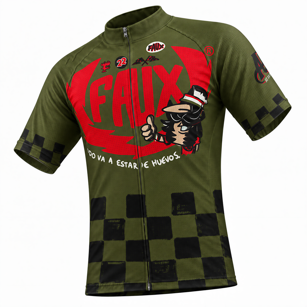 Checkers Army Green Cycling Jersey
